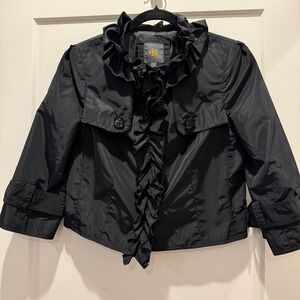 Vintage Romantic Goth Outback Red Black Ruffle Cropped Jacket S The Limited